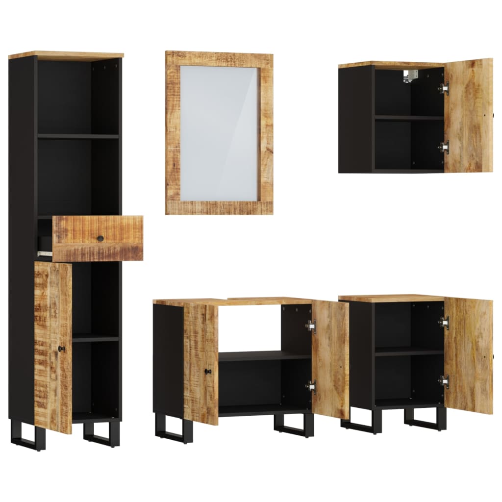 Set mobilier de baie, 5 piese, lemn masiv de mango