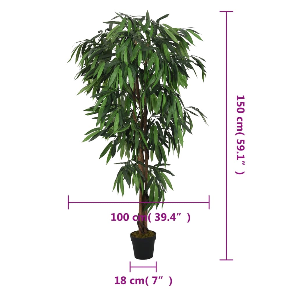 Arbore de mango artificial 600 de frunze 150 cm verde