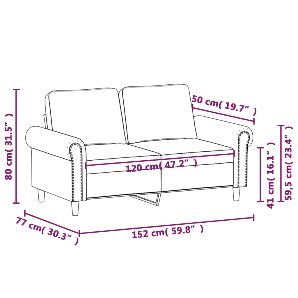 Canapea cu 2 locuri, verde închis, 120 cm, catifea