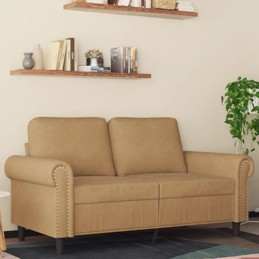 Canapea cu 2 locuri, maro, 120 cm, catifea
