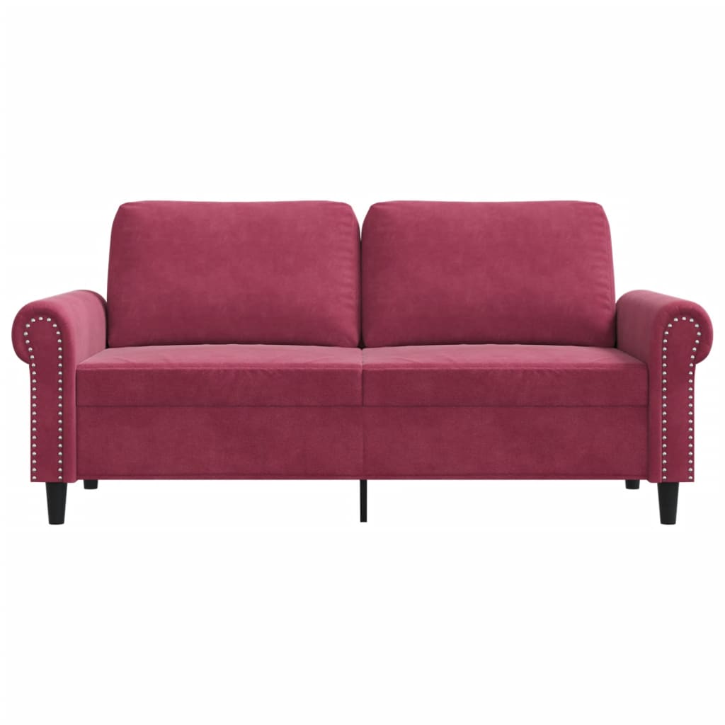 Canapea cu 2 locuri, roșu vin, 140 cm, catifea