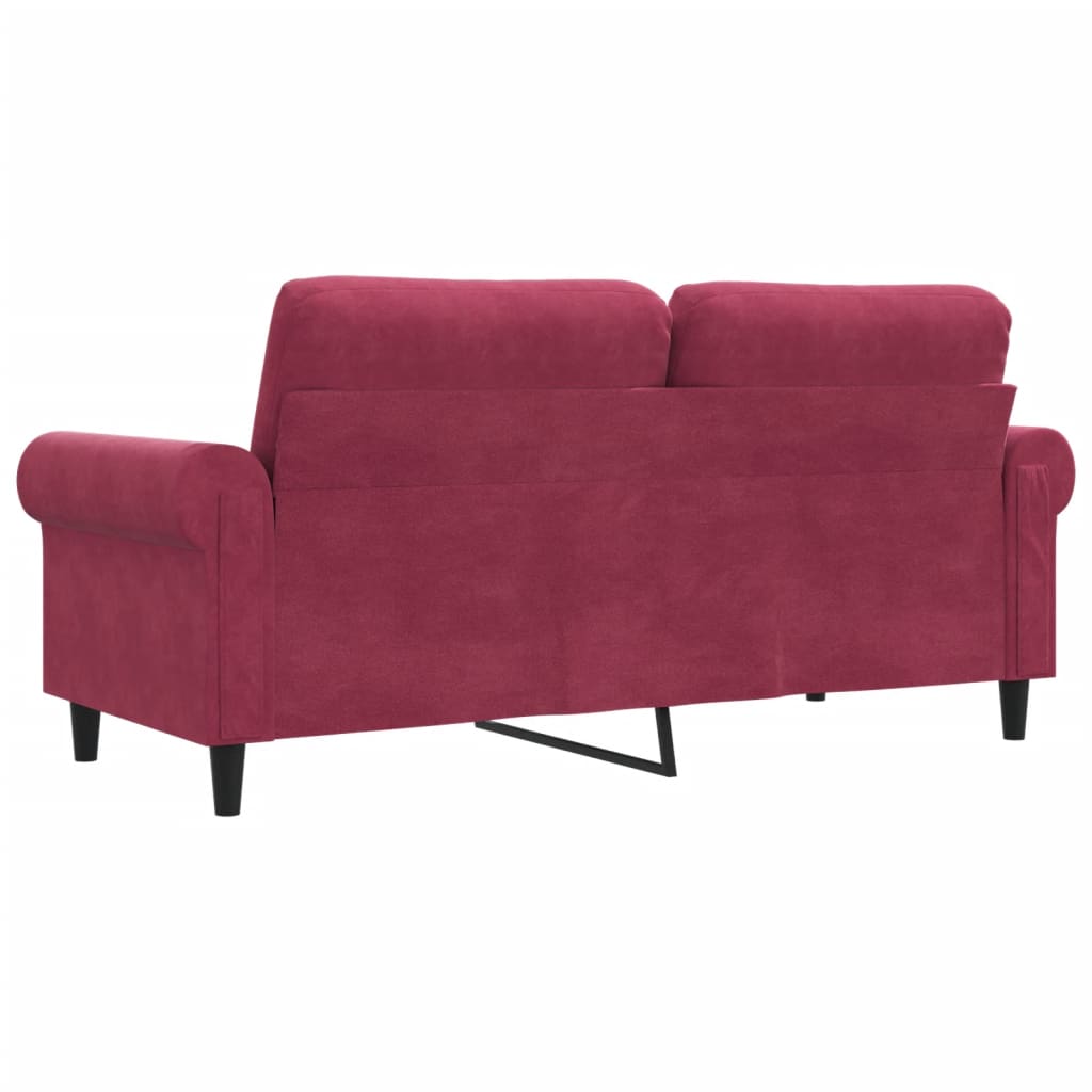 Canapea cu 2 locuri, roșu vin, 140 cm, catifea