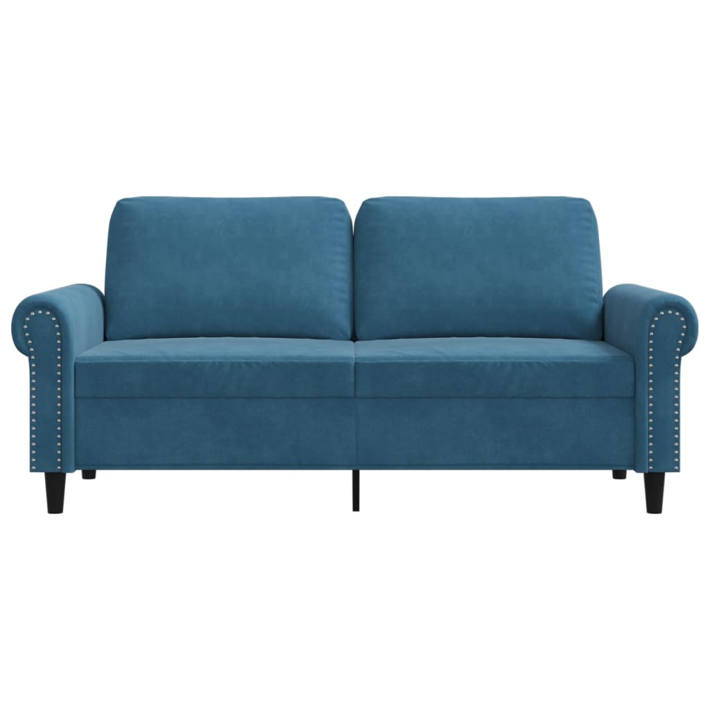 Canapea cu 2 locuri, albastru, 140 cm, catifea