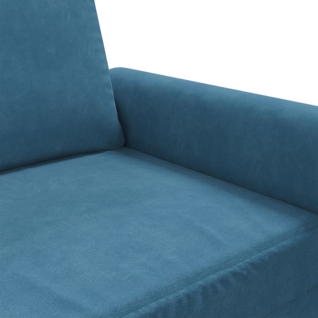 Canapea cu 2 locuri, albastru, 140 cm, catifea