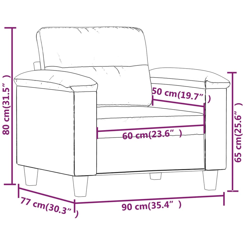 Fotoliu canapea, gri închis, 60 cm, textil microfibră