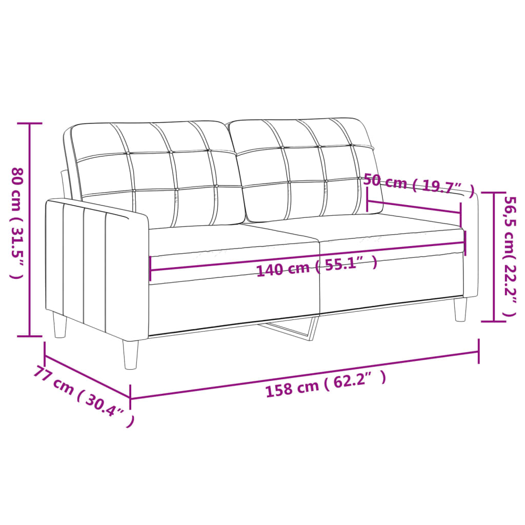 Canapea cu 2 locuri, roșu vin, 140 cm, piele ecologică