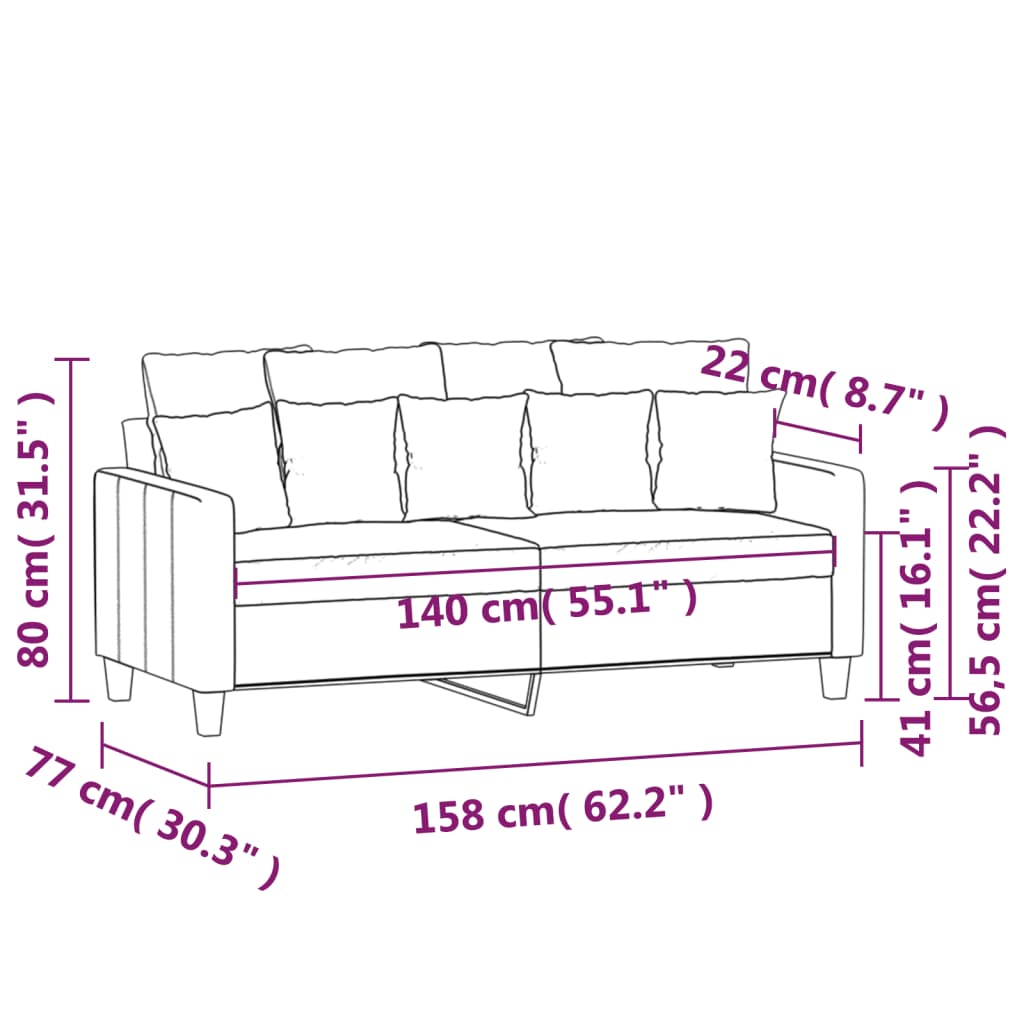 Canapea cu 2 locuri, crem, 140 cm, material textil