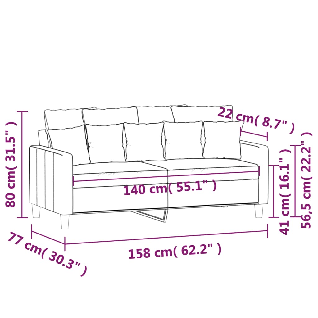 Canapea cu 2 locuri, verde închis, 140 cm, catifea