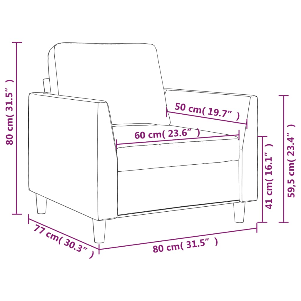 Canapea de o persoană, 60 cm, piele ecologică