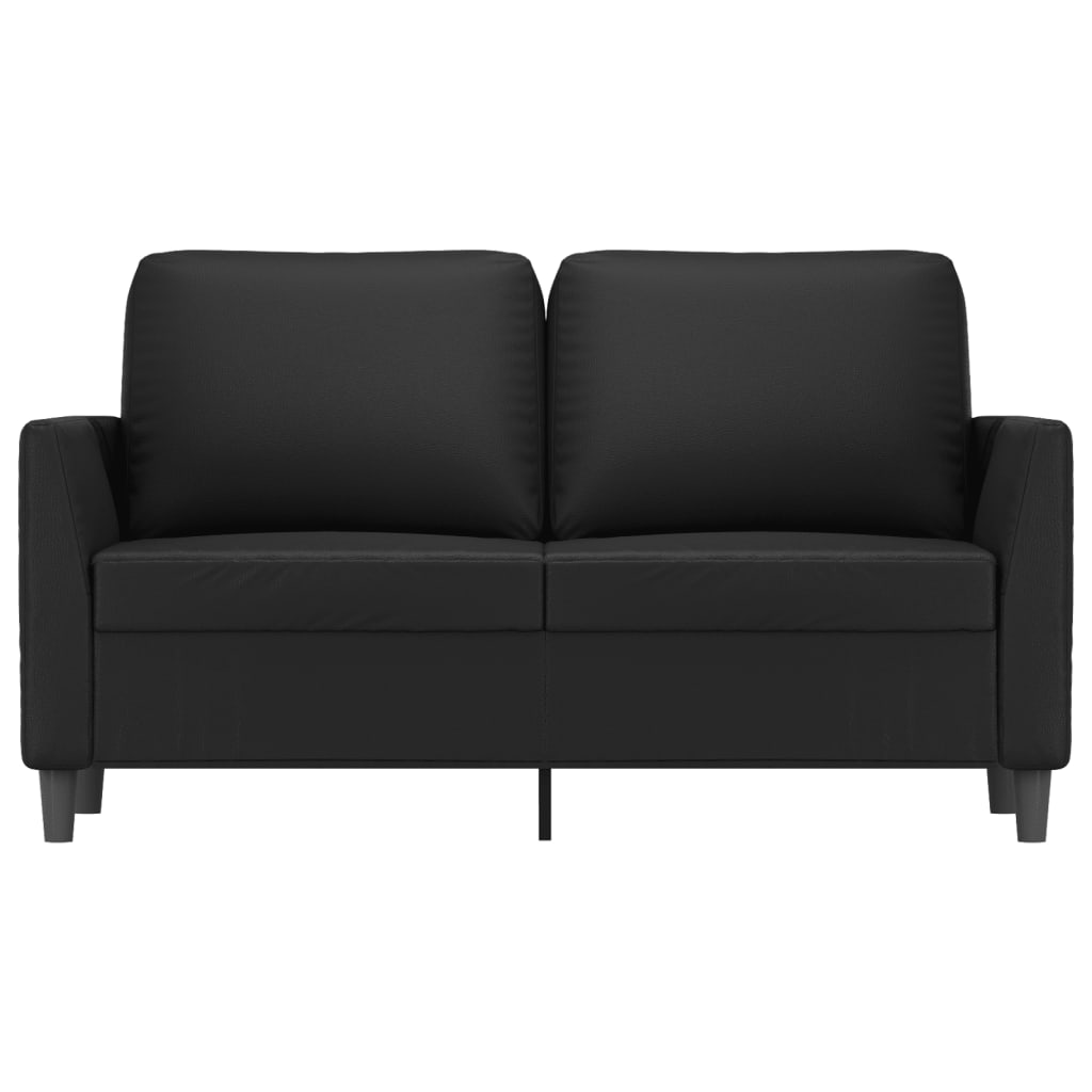 Canapea cu 2 locuri, negru, 120 cm, piele ecologică