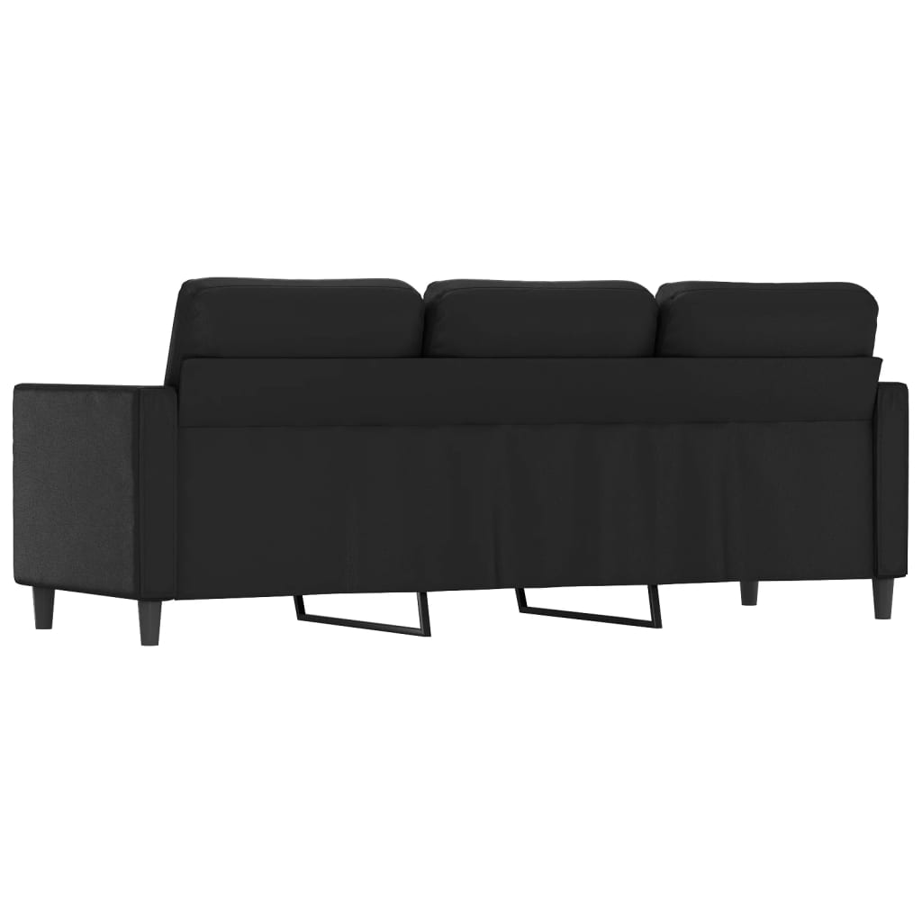 Canapea cu 3 locuri, negru, 180 cm, piele ecologică