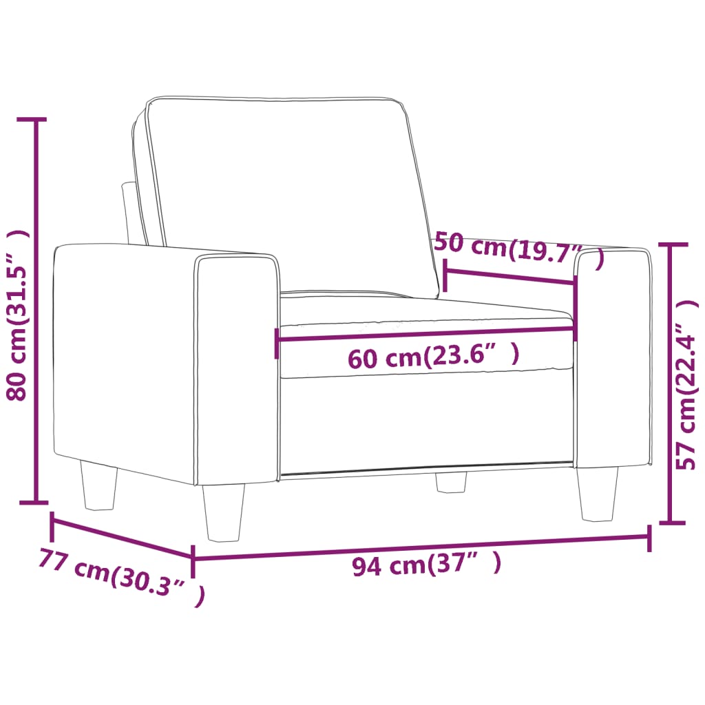 Fotoliu canapea, crem, 60 cm, material textil