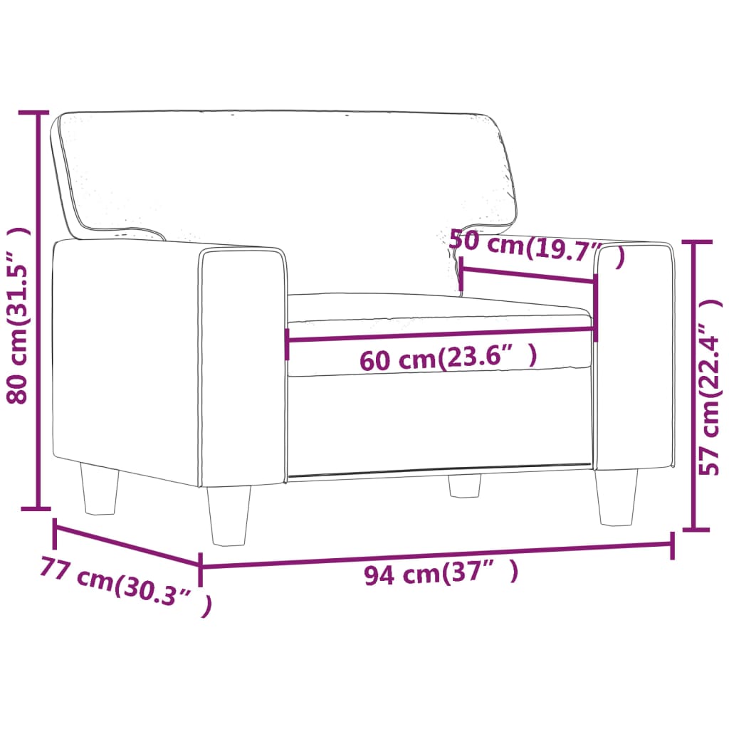 Canapea de o persoană, cappuccino, 60 cm, piele ecologică