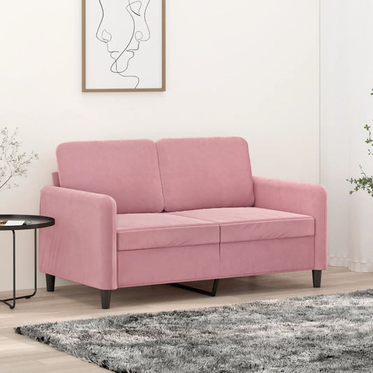 Canapea cu 2 locuri, roz, 120 cm, catifea