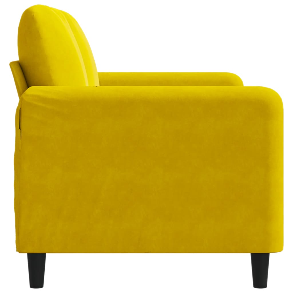 Canapea cu 2 locuri, galben, 120 cm, catifea