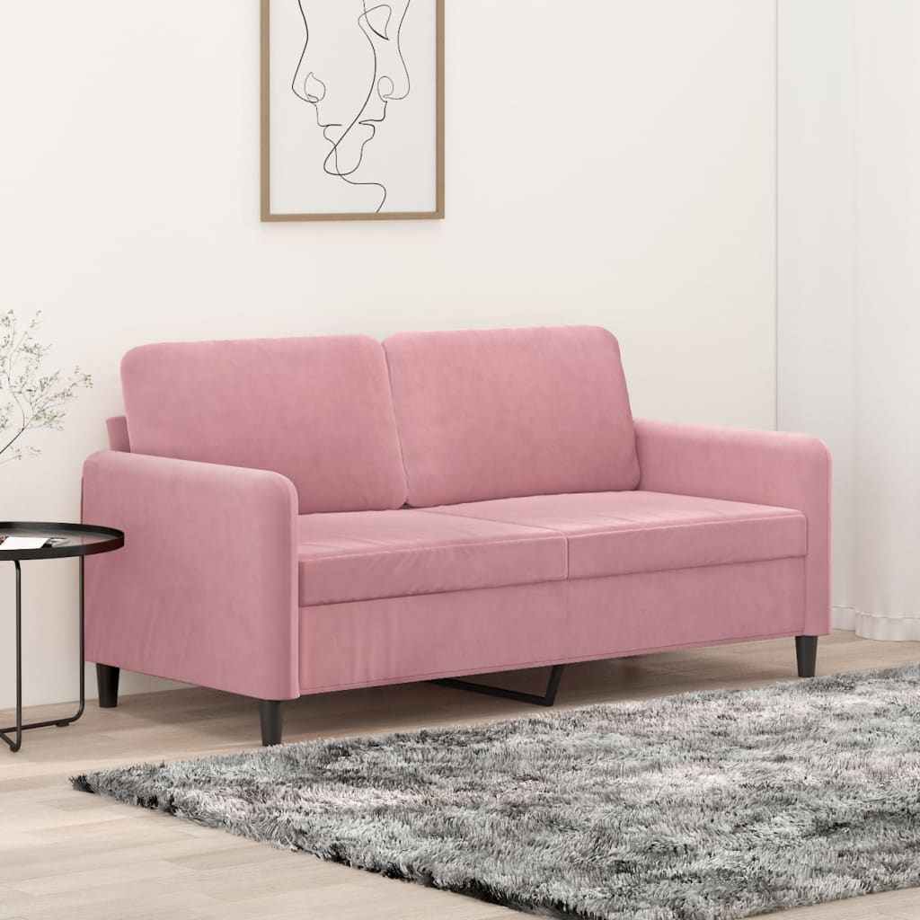 Canapea cu 2 locuri, roz, 140 cm, catifea