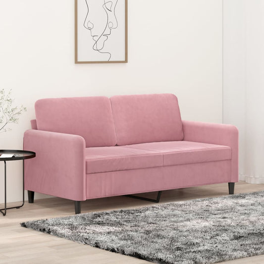 Canapea cu 2 locuri, roz, 140 cm, catifea
