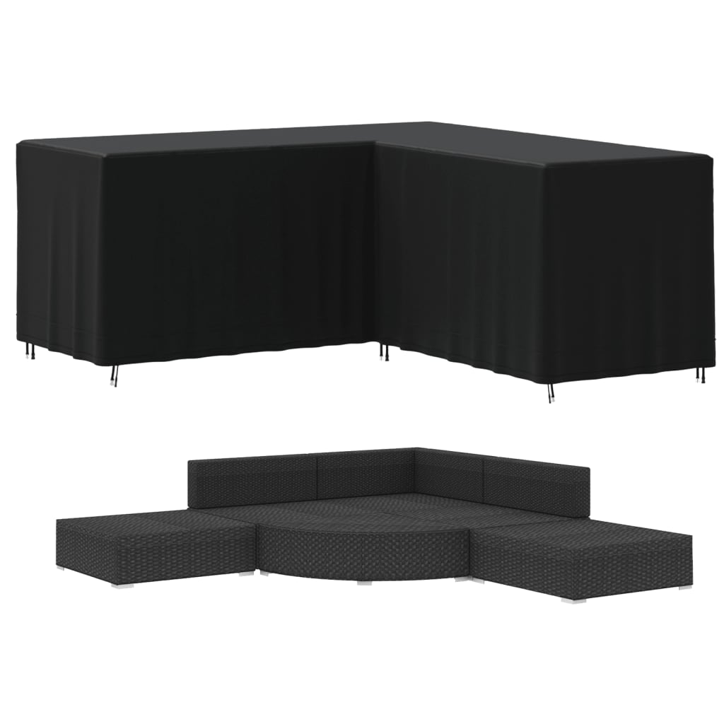 Husă de canapea în formă de L, negru, 215x215x80 cm Oxford 420D