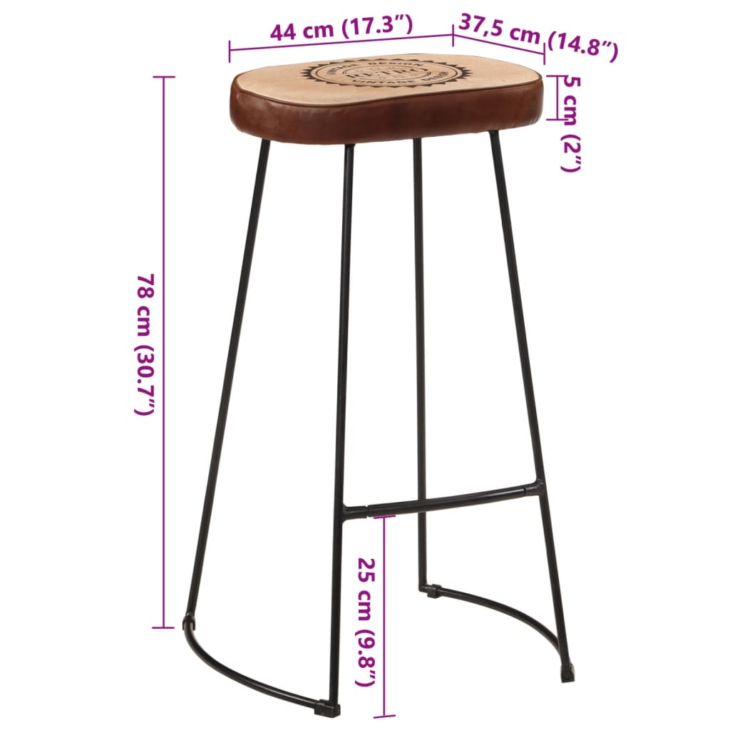 Scaune de bar, 2 buc., maro închis, 44x37,5x78 cm