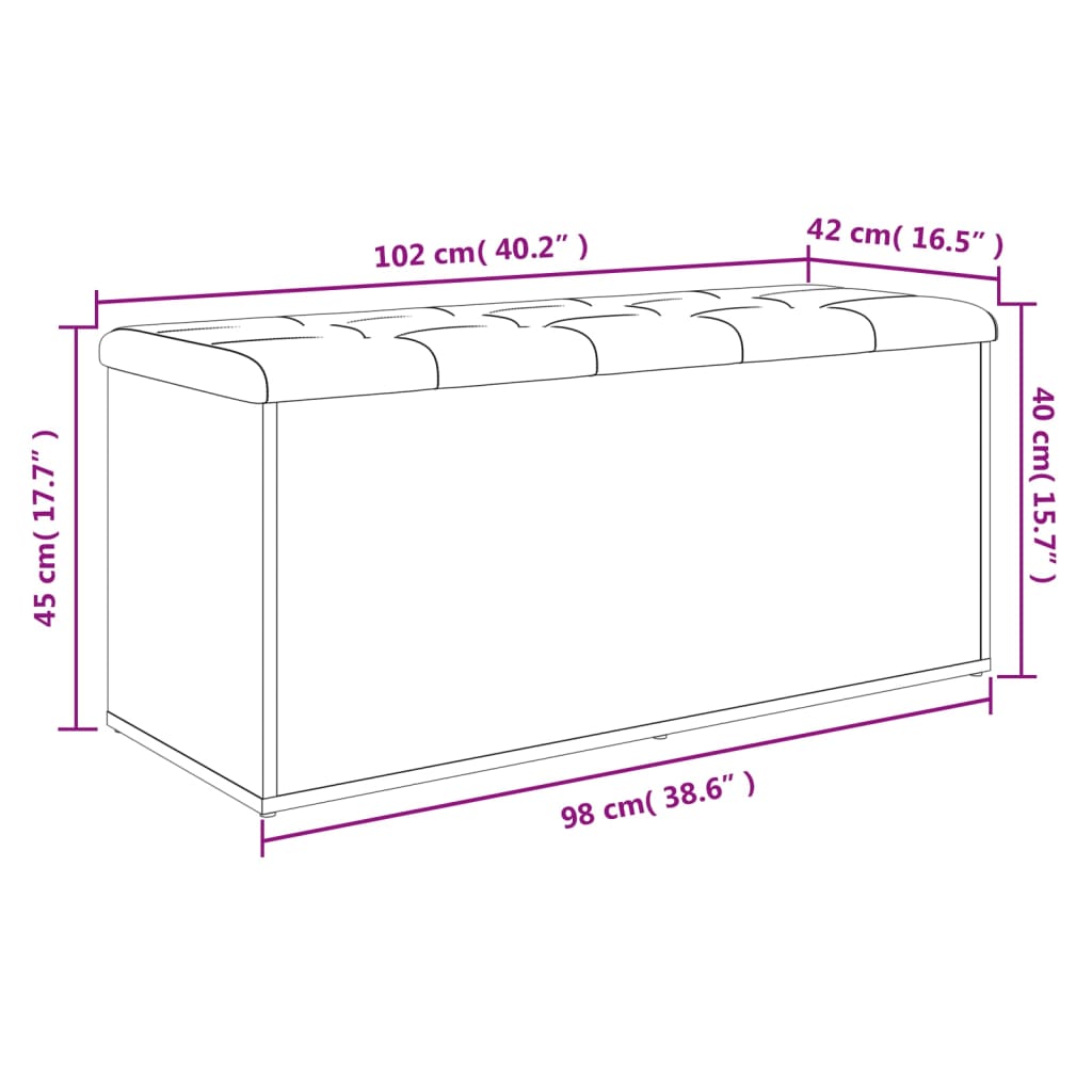 Bancă de depozitare, stejar maro, 102x42x45 cm, lemn prelucrat