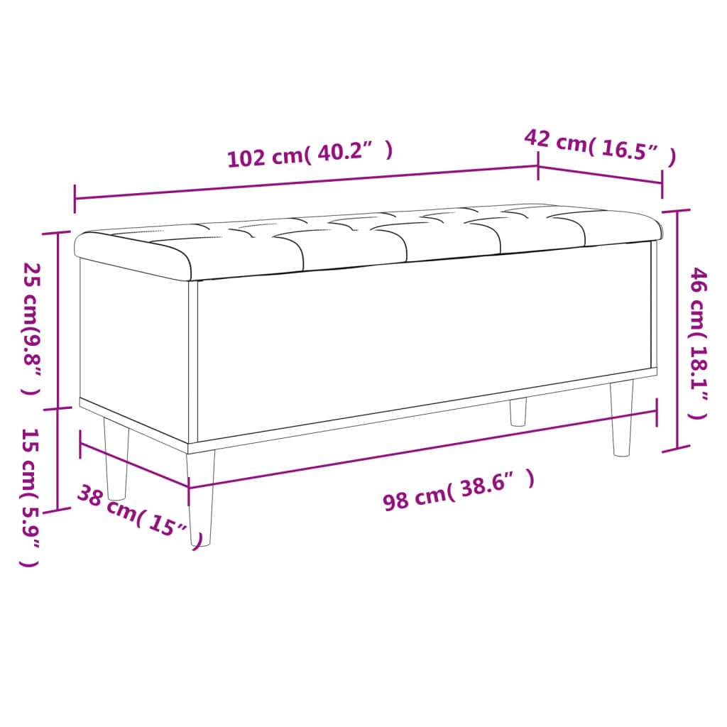 Bancă de depozitare, alb , 102x42x46 cm, lemn prelucrat