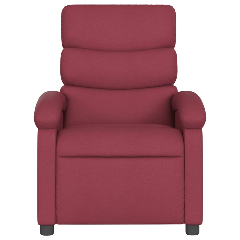 Fotoliu rabatabil electric, roșu vin, material textil