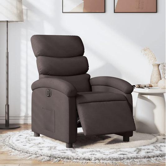 Fotoliu rabatabil electric, maro închis, material textil