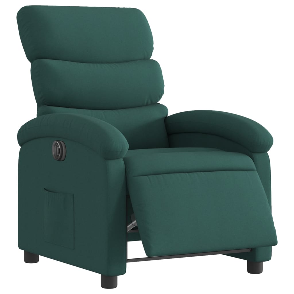 Fotoliu rabatabil electric, verde închis, material textil
