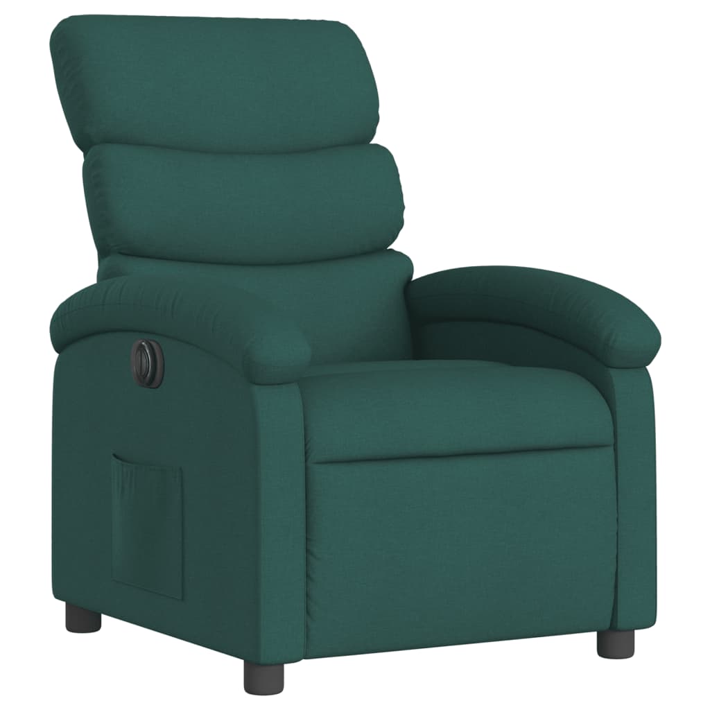 Fotoliu rabatabil electric, verde închis, material textil