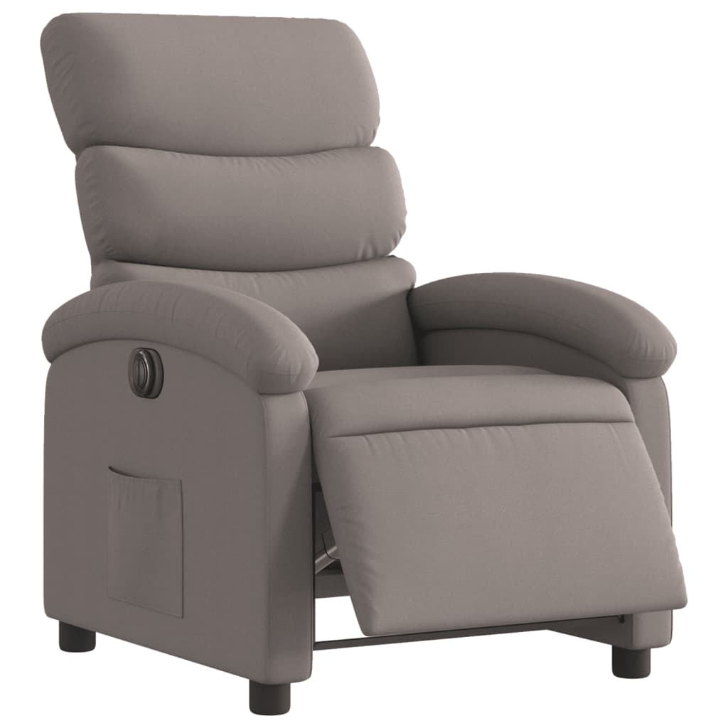 Fotoliu rabatabil electric, gri taupe, material textil
