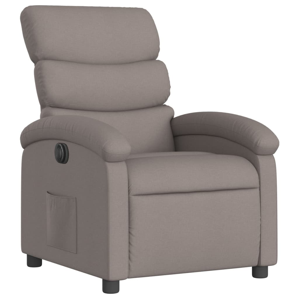 Fotoliu rabatabil electric, gri taupe, material textil