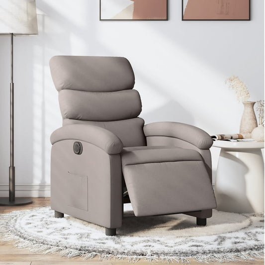 Fotoliu rabatabil electric, gri taupe, material textil