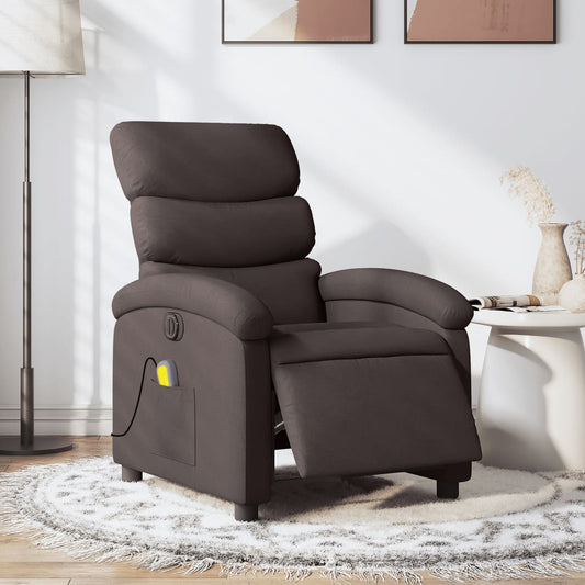 Fotoliu electric de masaj rabatabil, maro închis, textil