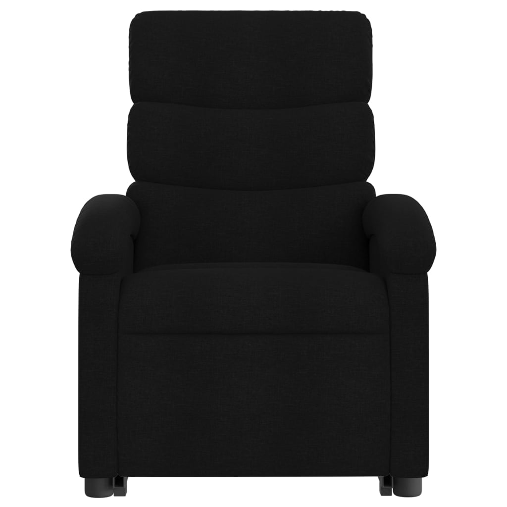 Fotoliu rabatabil cu ridicare pe verticală, negru, textil