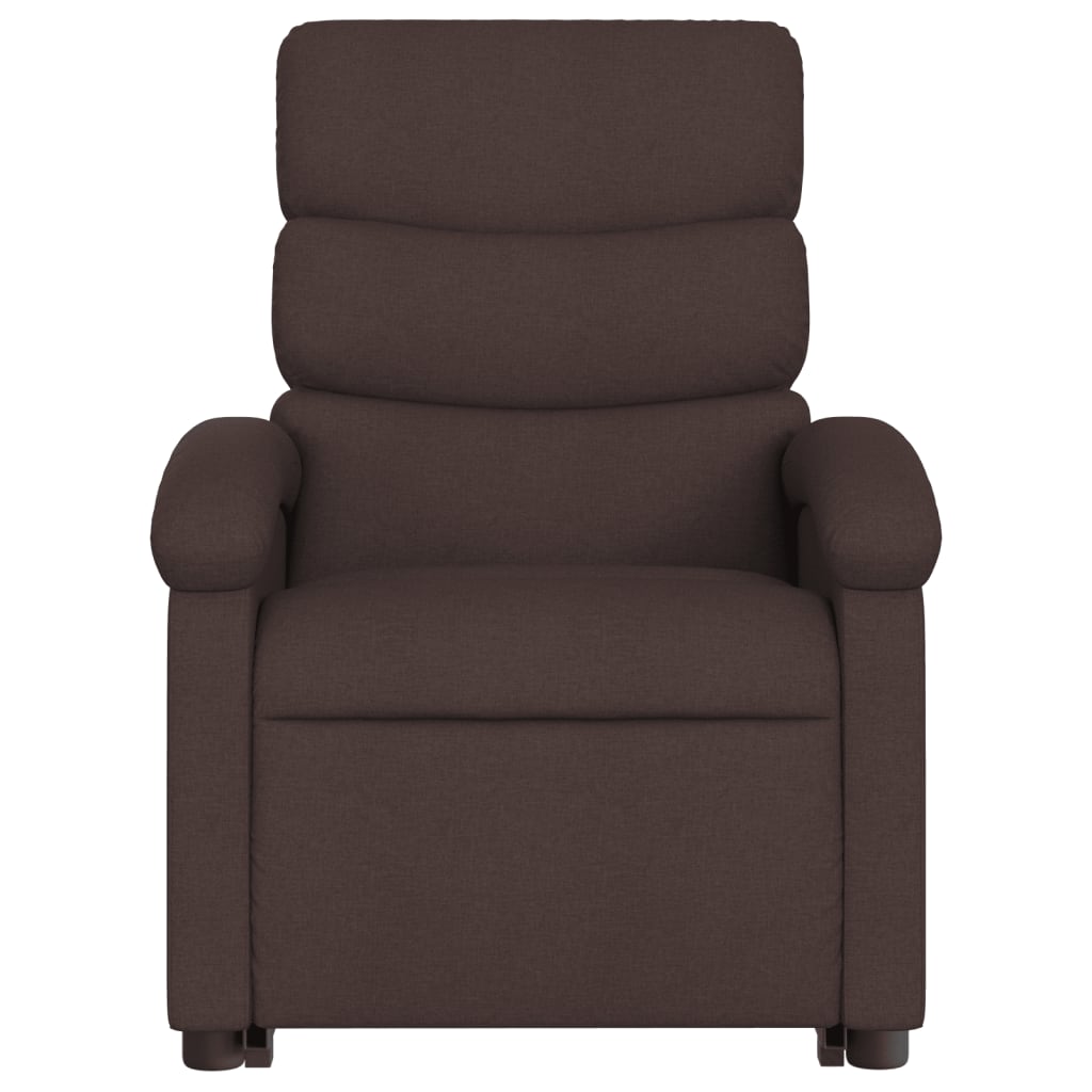 Fotoliu rabatabil cu ridicare pe verticală, maro închis, textil