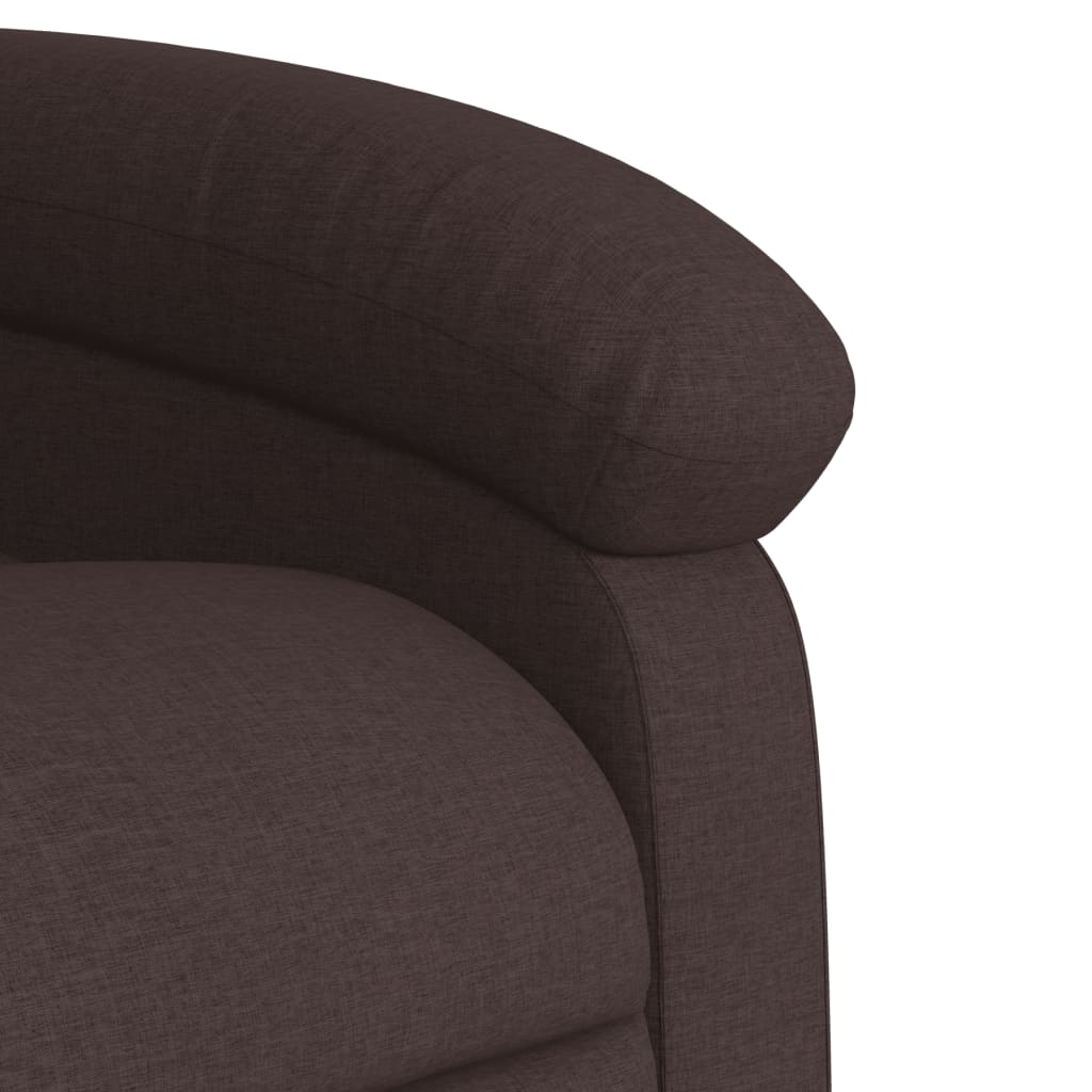 Fotoliu rabatabil cu ridicare pe verticală, maro închis, textil