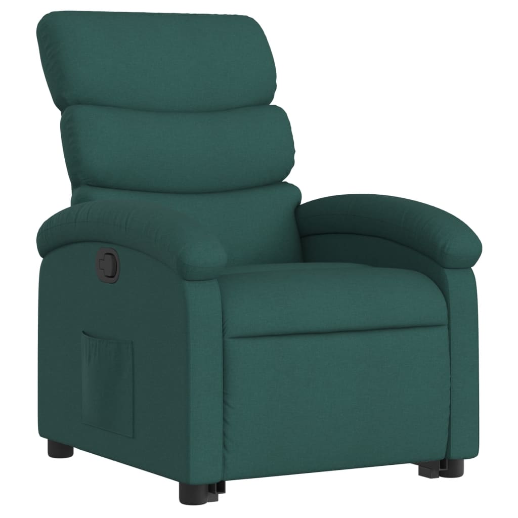 Fotoliu rabatabil ridicare pe verticală, verde închis, textil