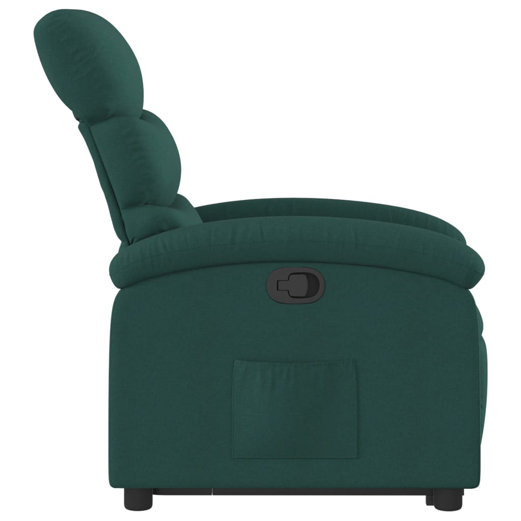 Fotoliu rabatabil ridicare pe verticală, verde închis, textil