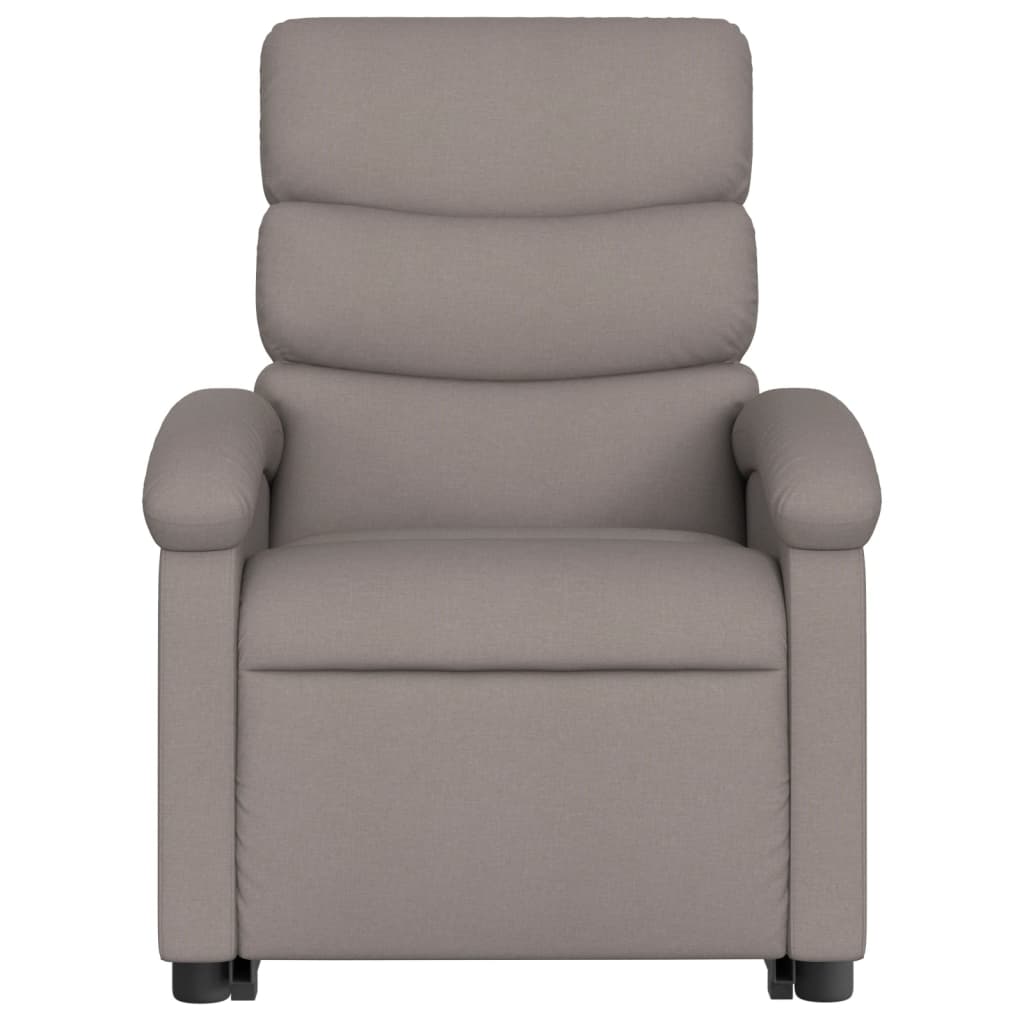 Fotoliu rabatabil cu ridicare pe verticală, gri taupe, textil