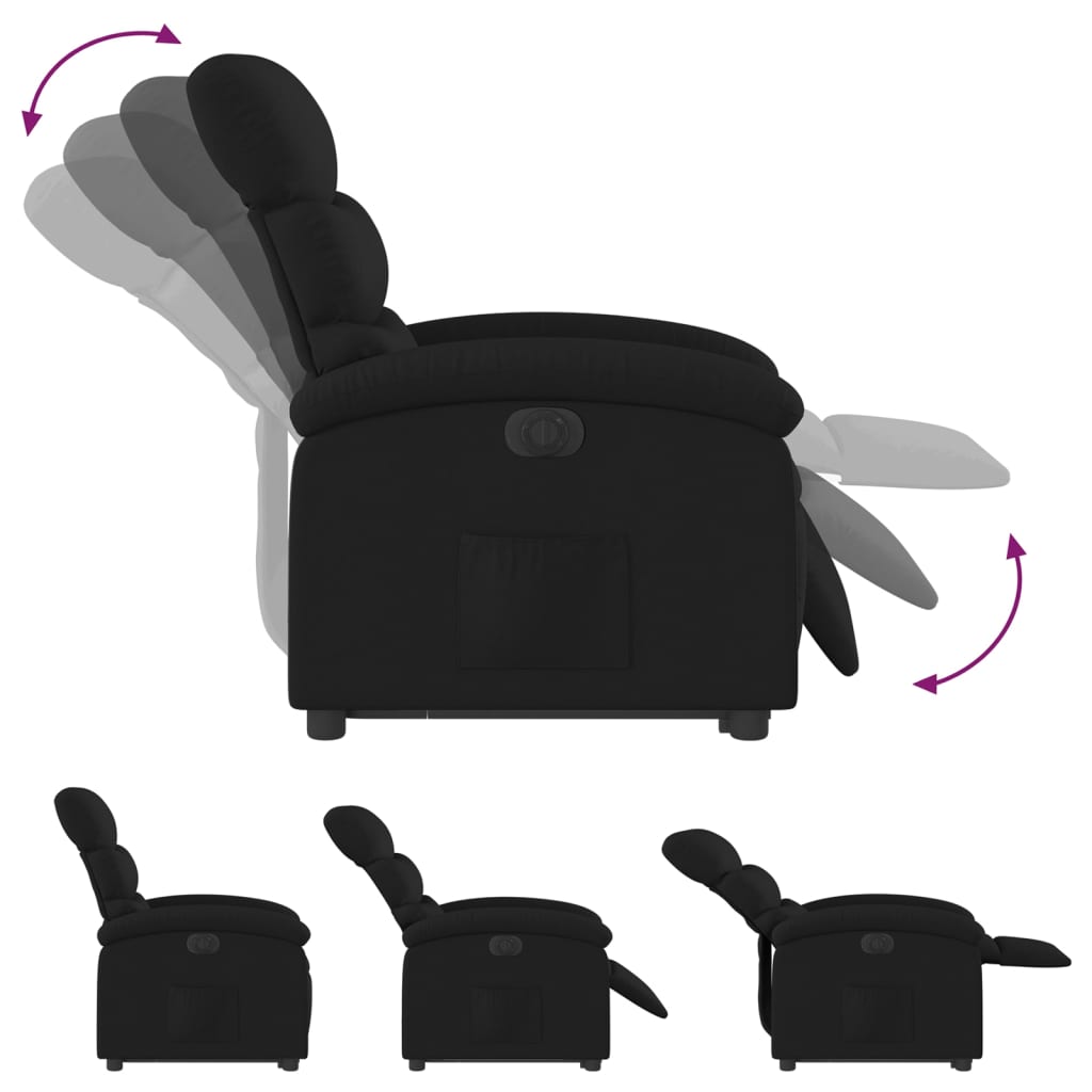 Fotoliu electric rabatabil cu ridicare, negru, textil