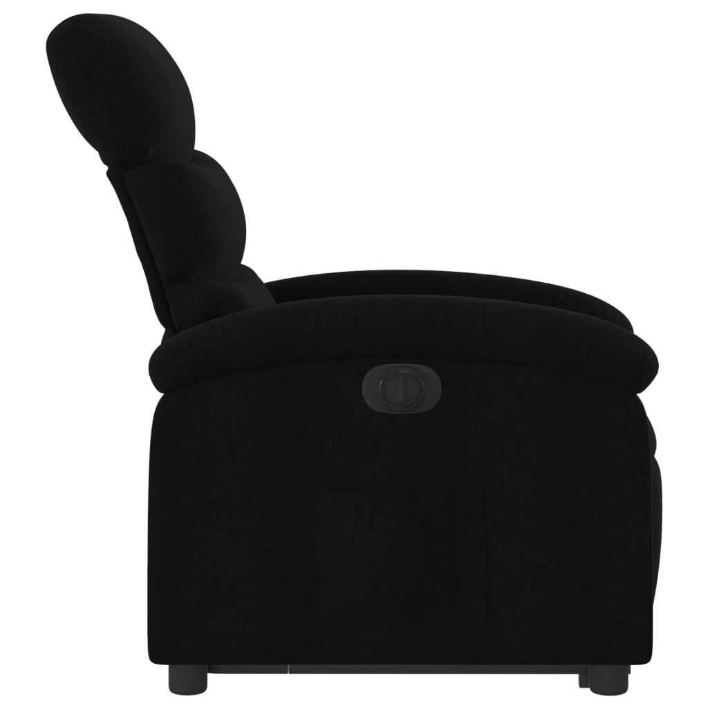 Fotoliu electric rabatabil cu ridicare, negru, textil