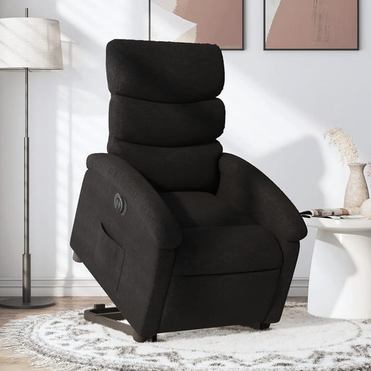 Fotoliu electric rabatabil cu ridicare, negru, textil
