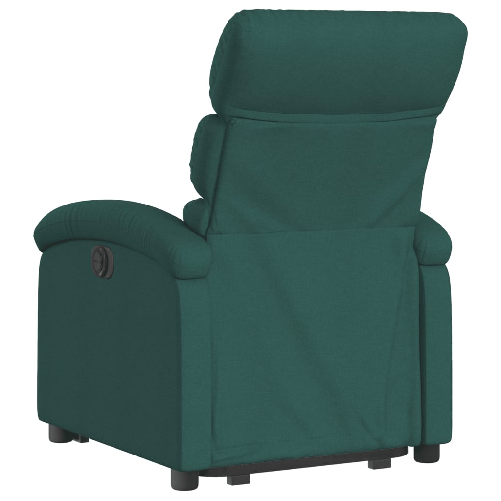 Fotoliu electric rabatabil cu ridicare, verde închis, textil
