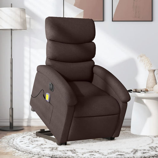 Fotoliu electric masaj rabatabil cu ridicare maro închis textil