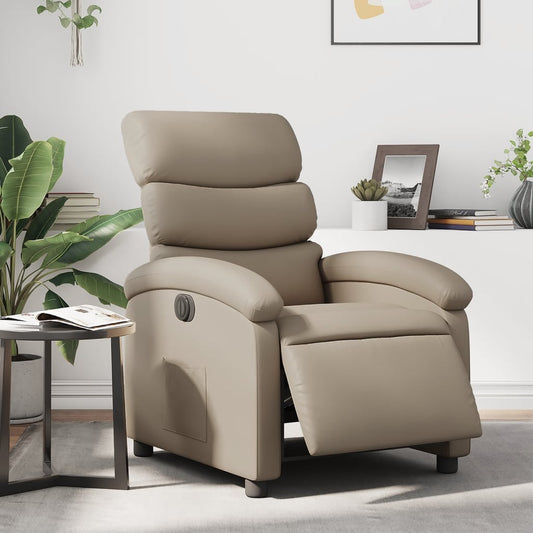 Fotoliu rabatabil electric, cappuccino, piele ecologică