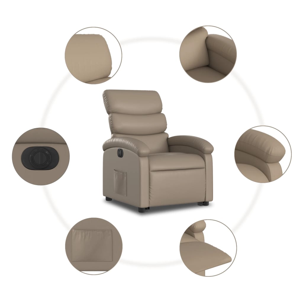 Fotoliu rabatabil electric cu ridicare, cappuccino
