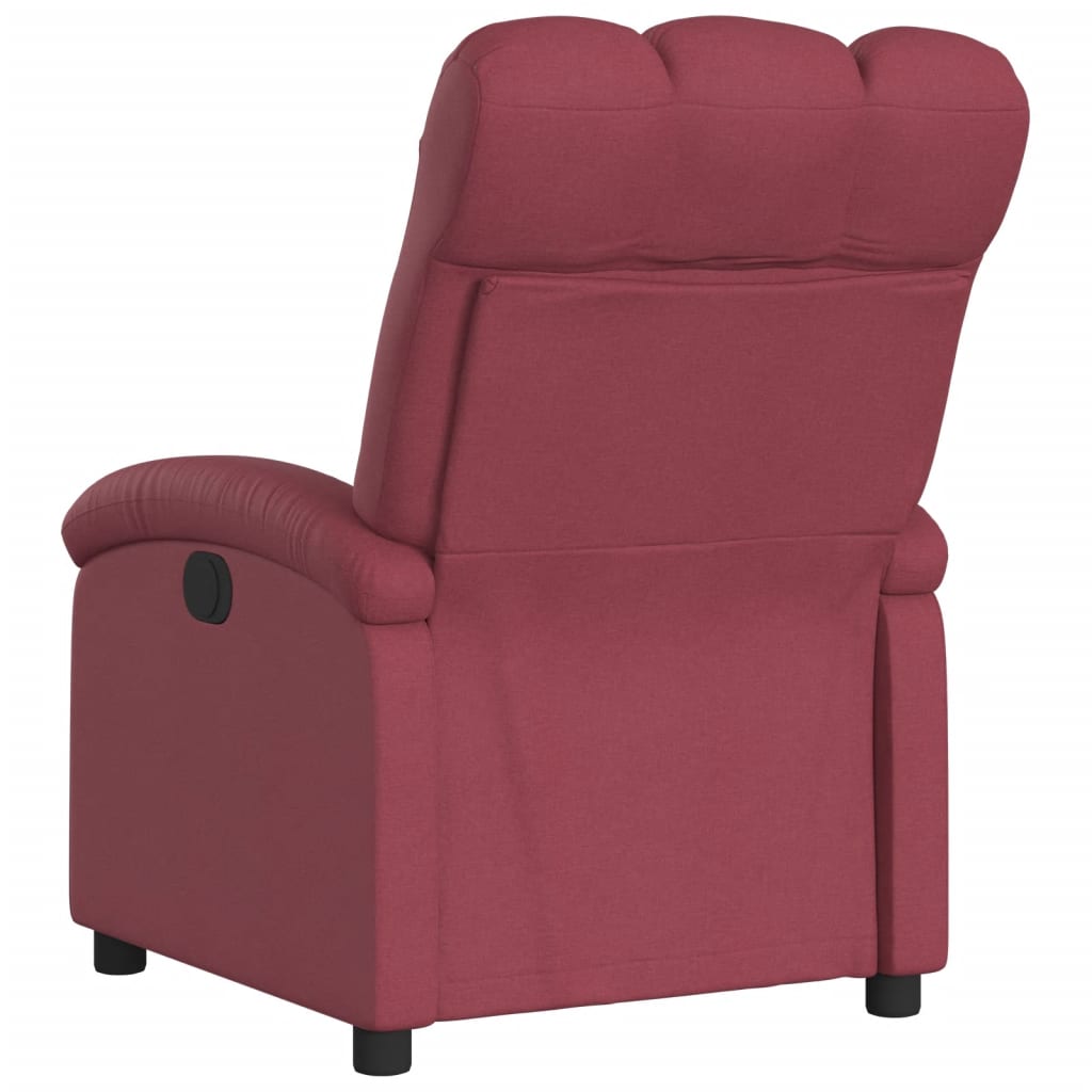 Fotoliu rabatabil electric, roșu vin, material textil