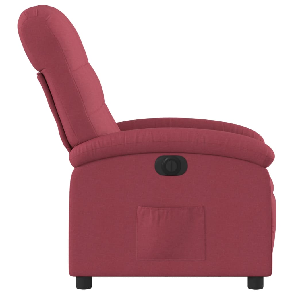 Fotoliu rabatabil electric, roșu vin, material textil