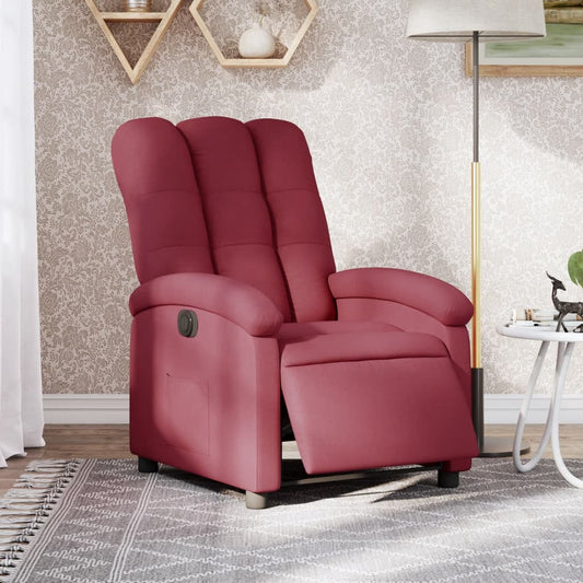 Fotoliu rabatabil electric, roșu vin, material textil
