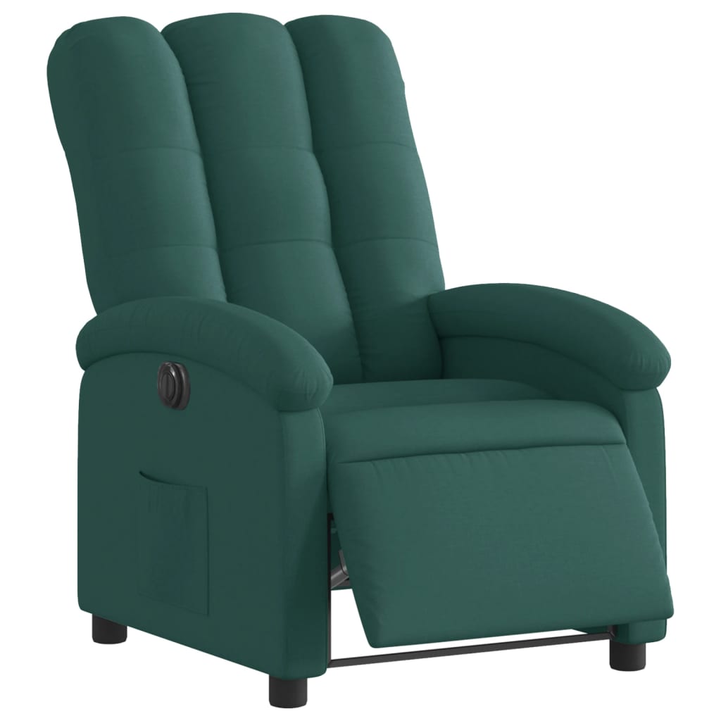 Fotoliu rabatabil electric, verde închis, material textil